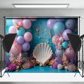 Lofaris Undersea Plants Shell Balloons Cake Smash Backdrop
